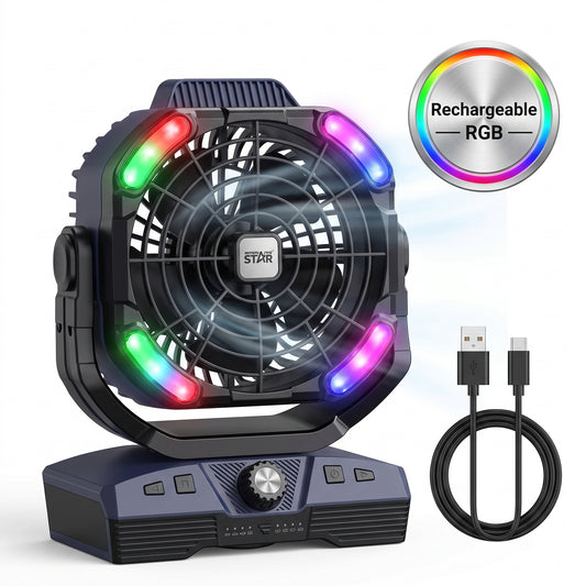 Ventilateur de Table Rechargeable RGB